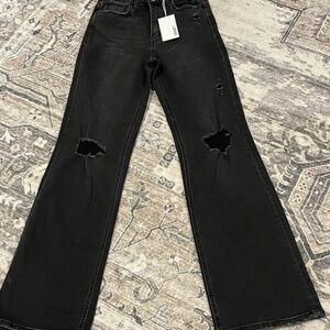 KanCan Black Distressed Flare Jeans
